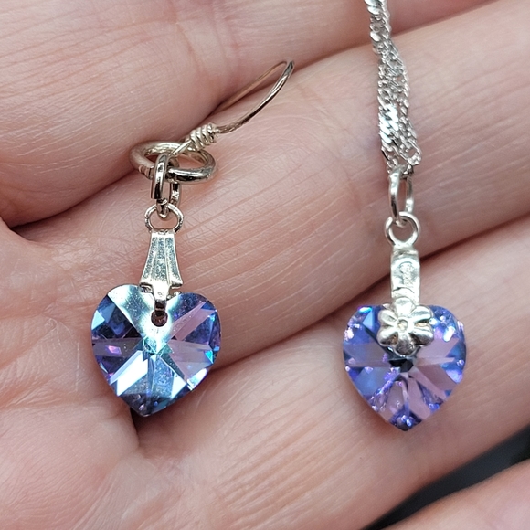 💜Swarovski heart silver 925 necklace set - Picture 3 of 3